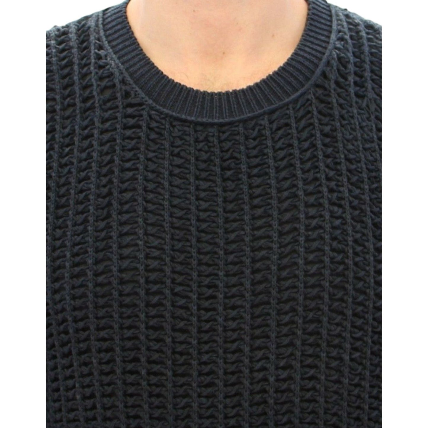 Dolce & Gabbana Elegant Blue and Black Layered Sweater Dolce & Gabbana