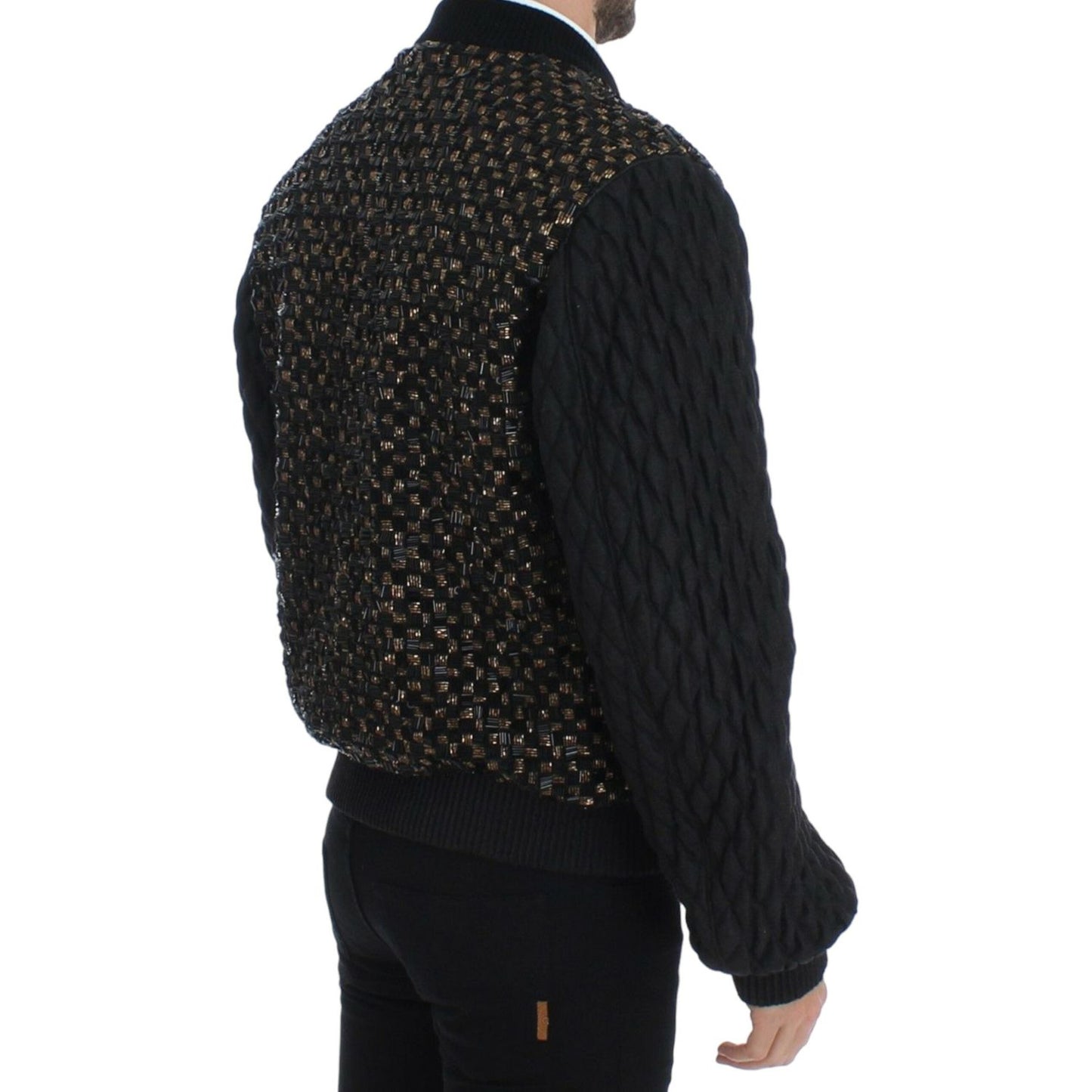 Dolce & Gabbana Elegant Black Sequined Designer Jacket Coats & Jackets Dolce & Gabbana