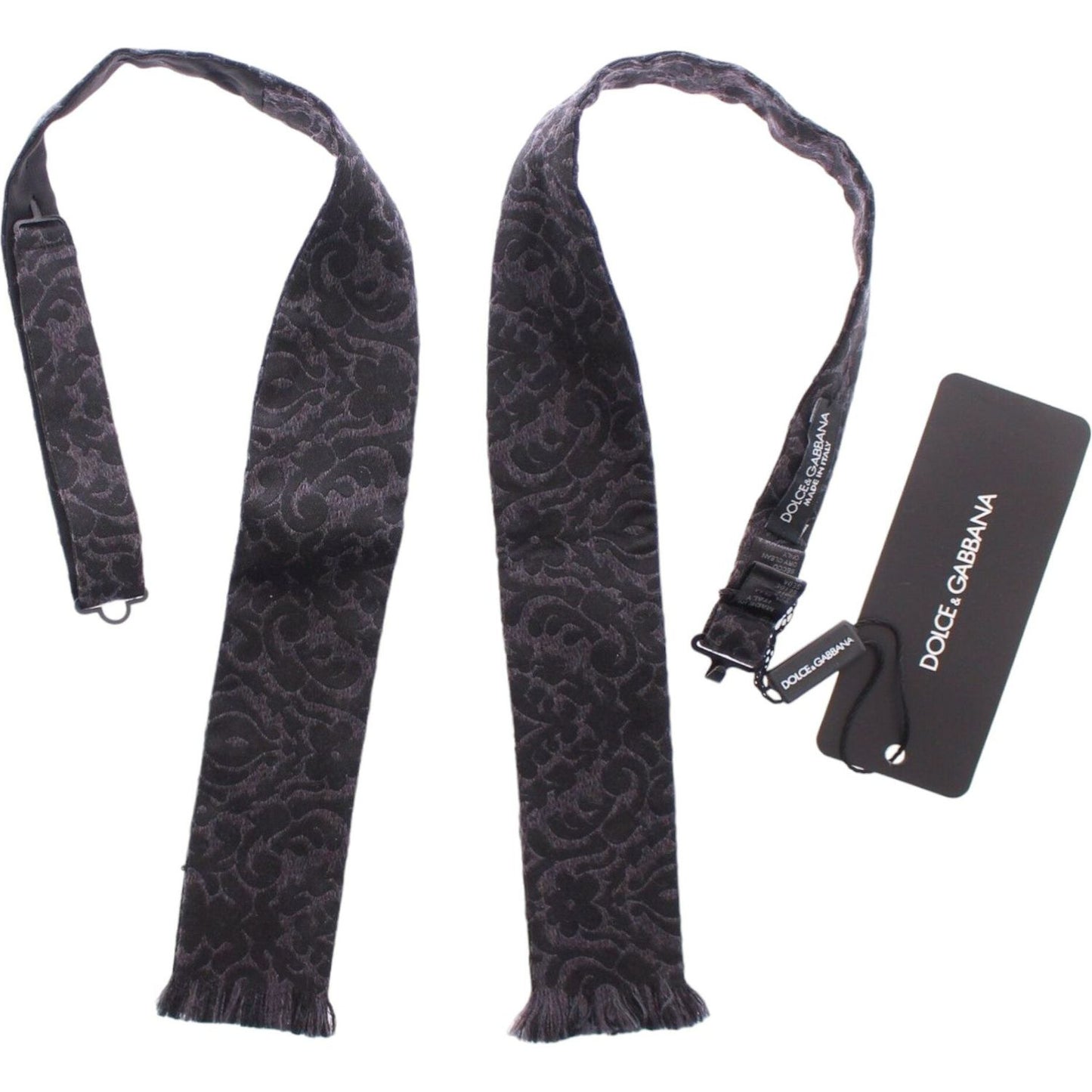 Dolce & Gabbana Gray Black Wool Bow Tie