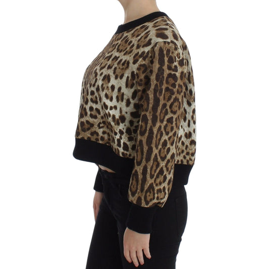 Dolce & Gabbana Elegant Leopard Print Short Sweater Top Dolce & Gabbana