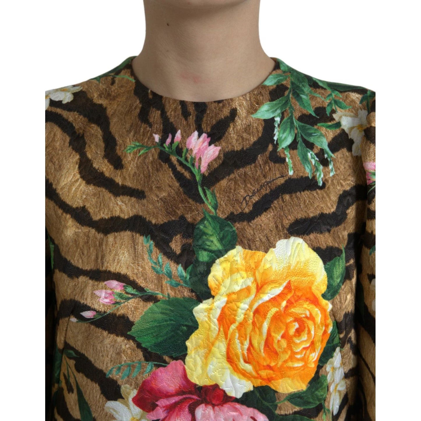 Dolce & Gabbana Animal & Floral Print Mini Shift Dress Dolce & Gabbana