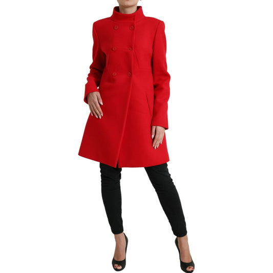 Liu Jo Elegant Red Double Breasted Long Coat Liu Jo