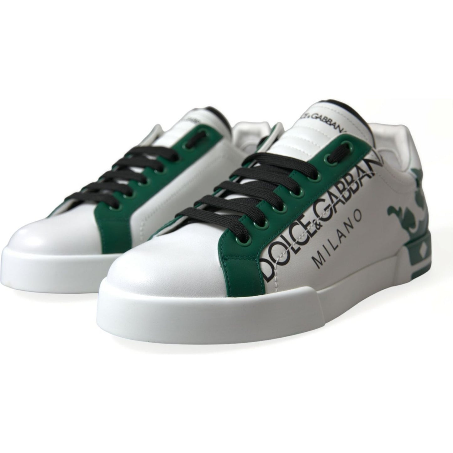 Dolce & Gabbana Elegant White Crown Leather Sneakers