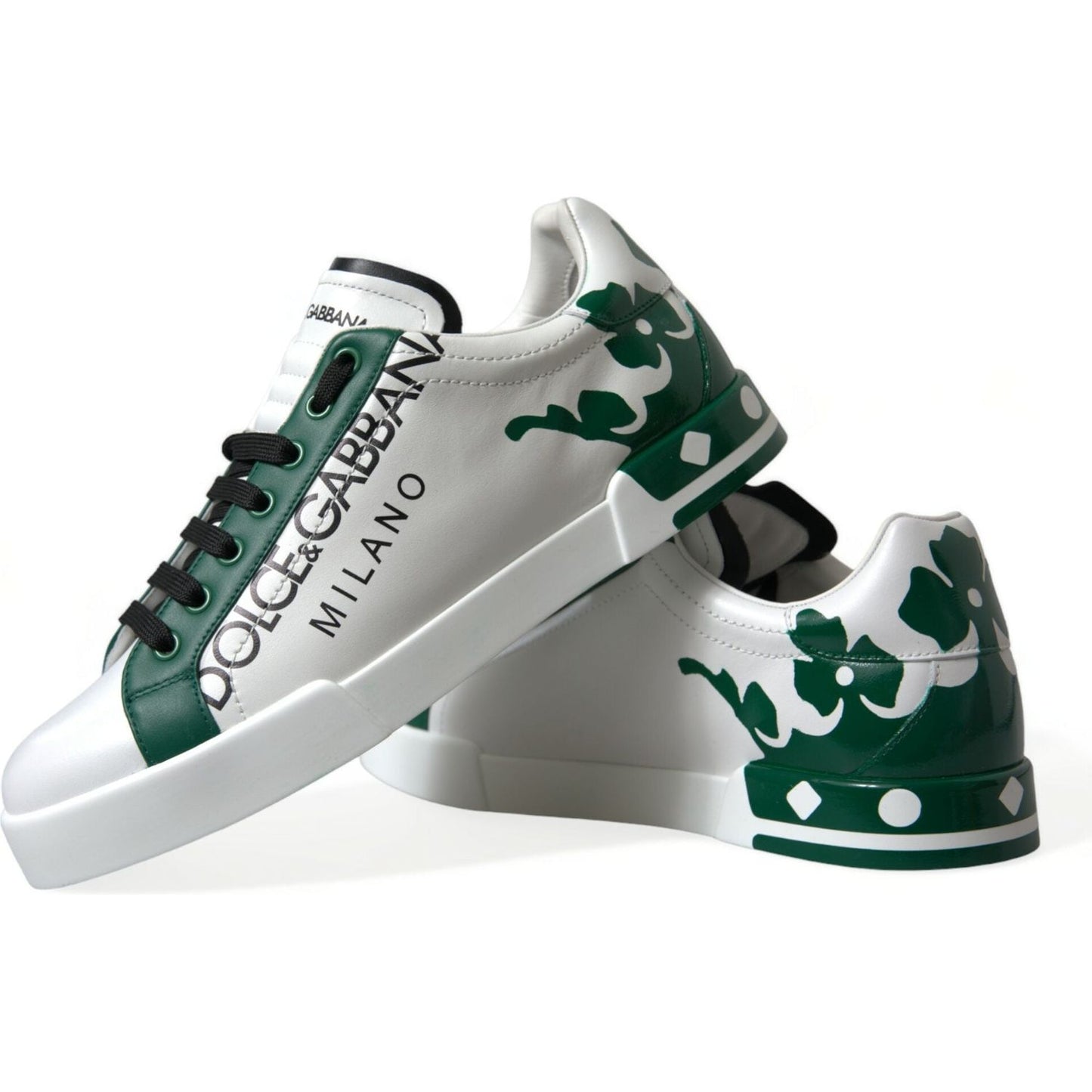 Dolce & Gabbana Elegant White Crown Leather Sneakers