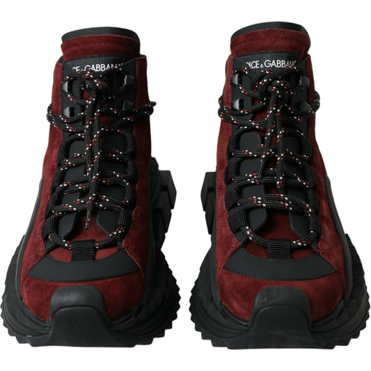 Dolce & Gabbana Burgundy Leather High Top Sneakers Dolce & Gabbana