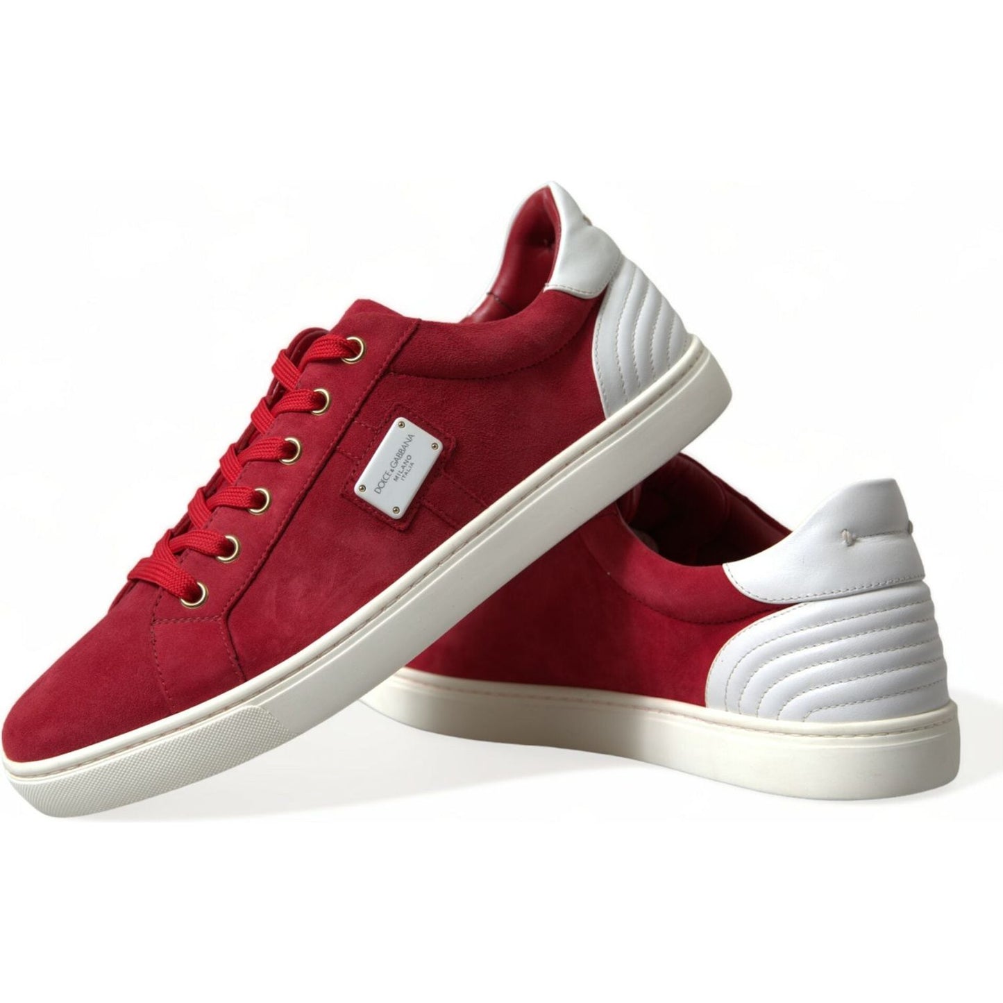 Dolce & Gabbana Elegant Red & White Low Top Sneakers Dolce & Gabbana