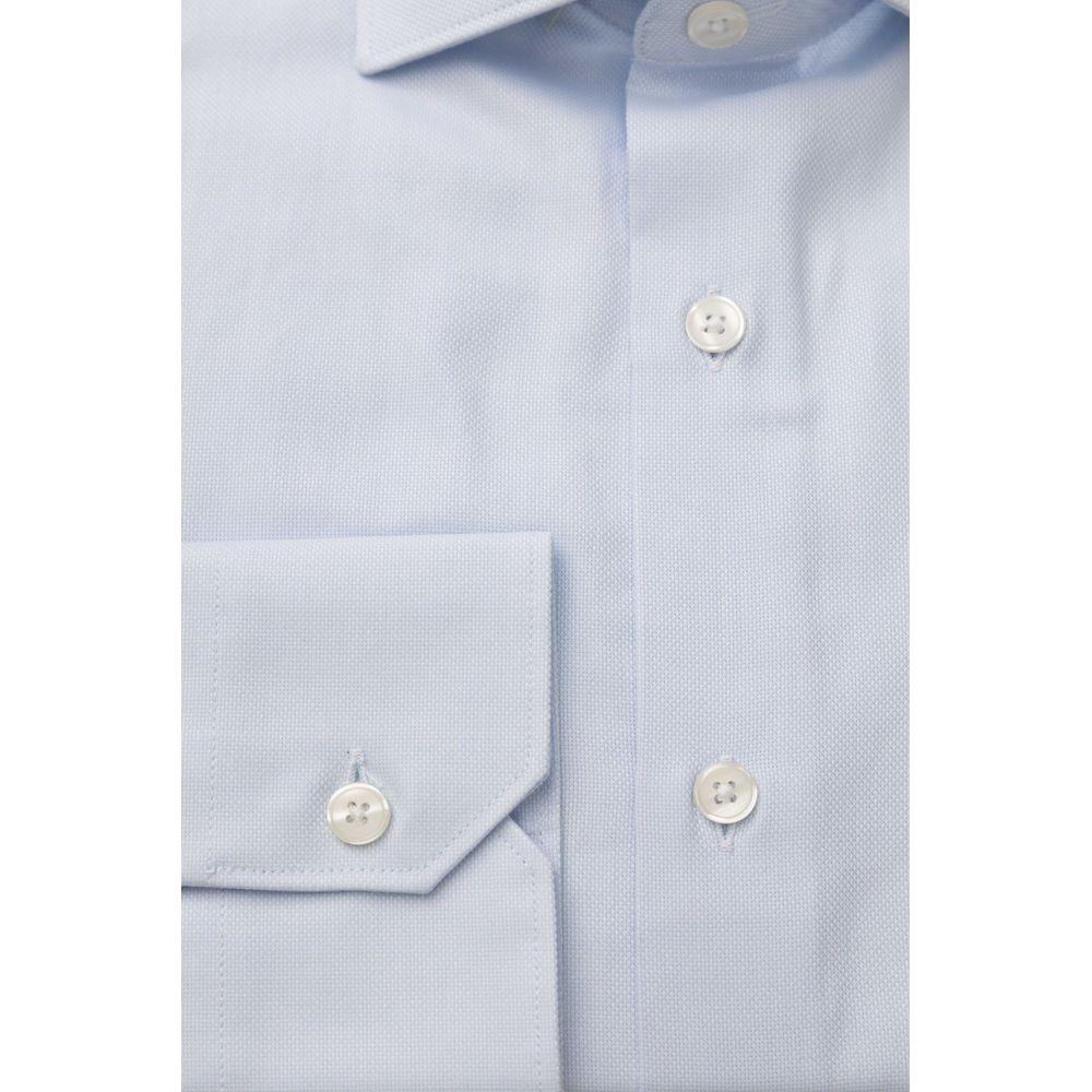 Bagutta Light Blue Cotton Mens Shirt Bagutta