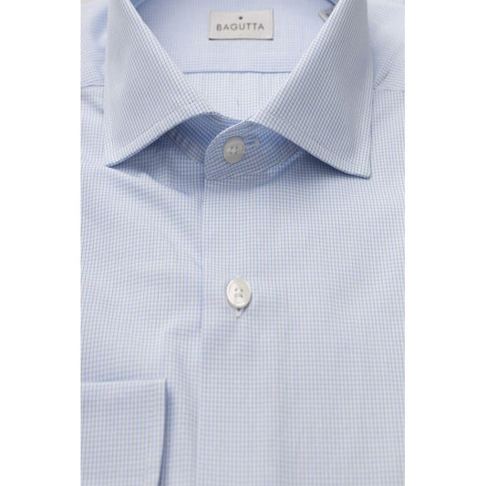 Bagutta Light Blue Cotton Men Shirt Bagutta