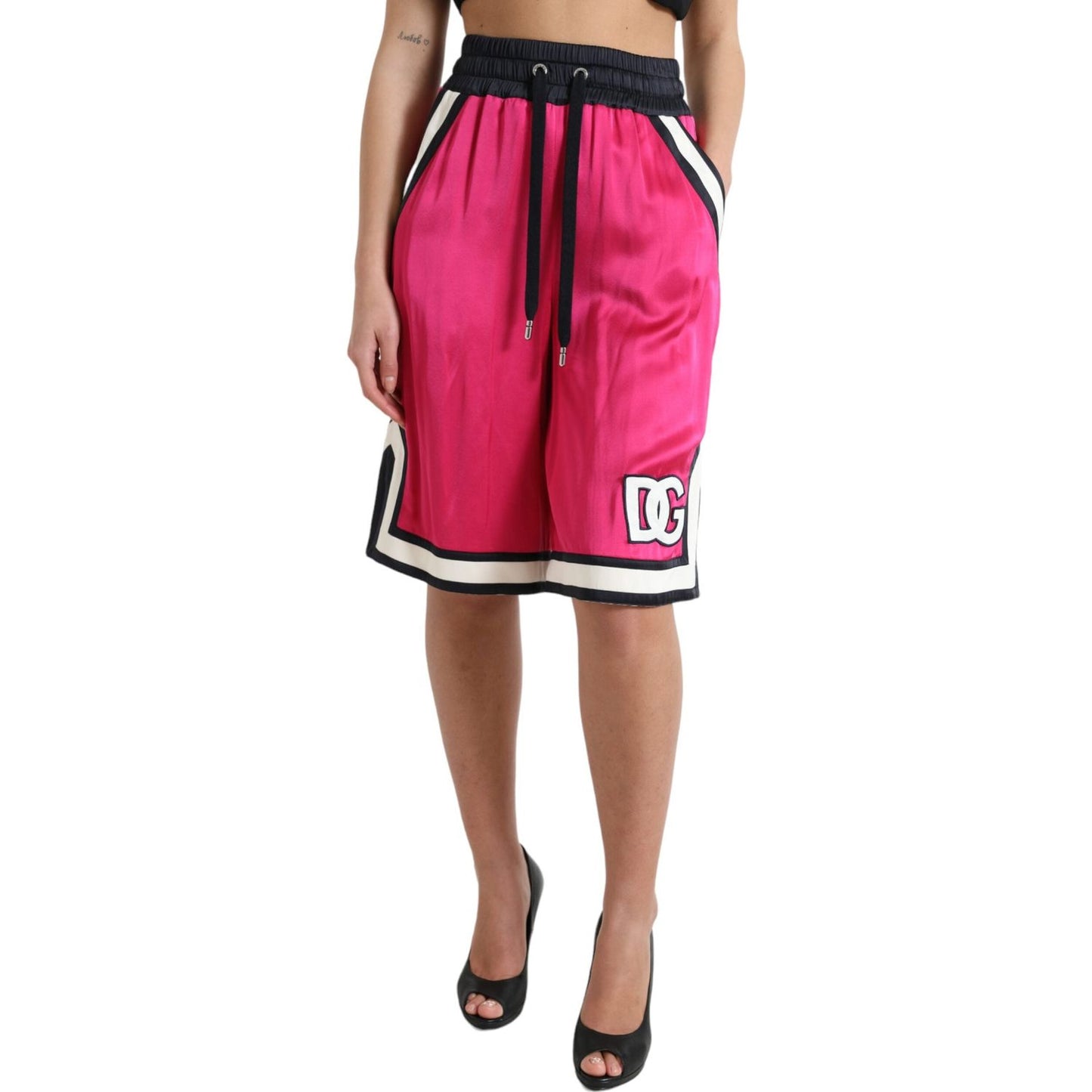 Dolce & Gabbana Chic Pink High Waist Jersey Shorts Dolce & Gabbana