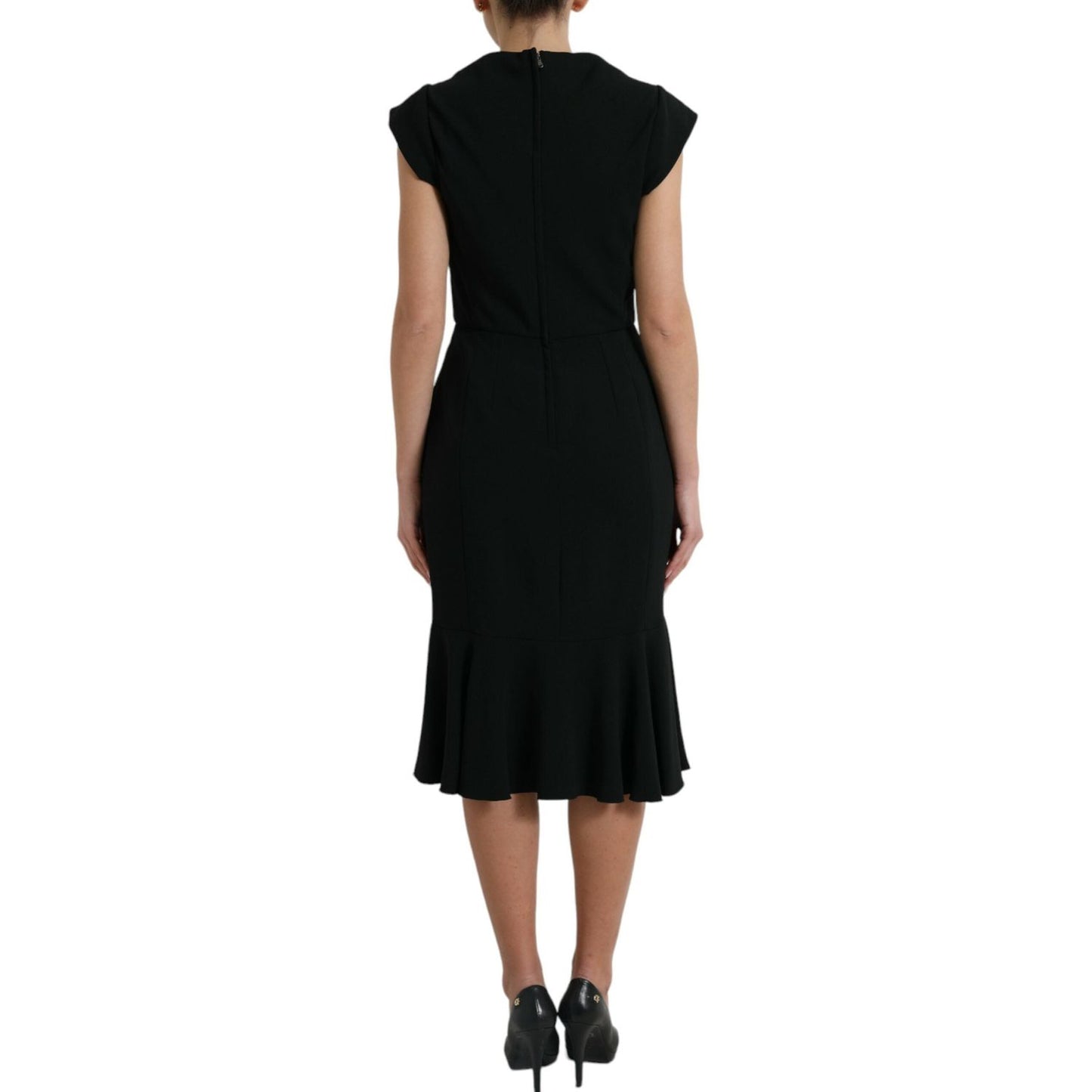 Dolce & Gabbana Elegant Black Stretch Cady Midi Dress Dolce & Gabbana