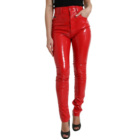 Dolce & Gabbana Shiny Red High Waist Skinny Pants