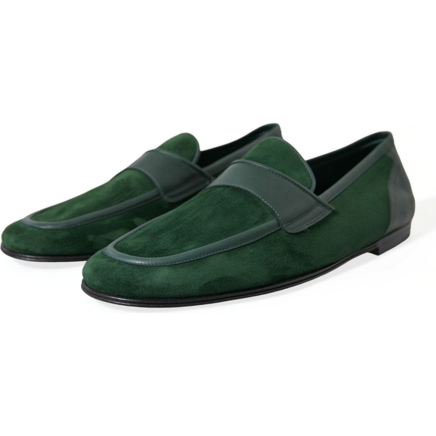 Dolce & Gabbana Emerald Velvet Leather Loafers for Men Dolce & Gabbana