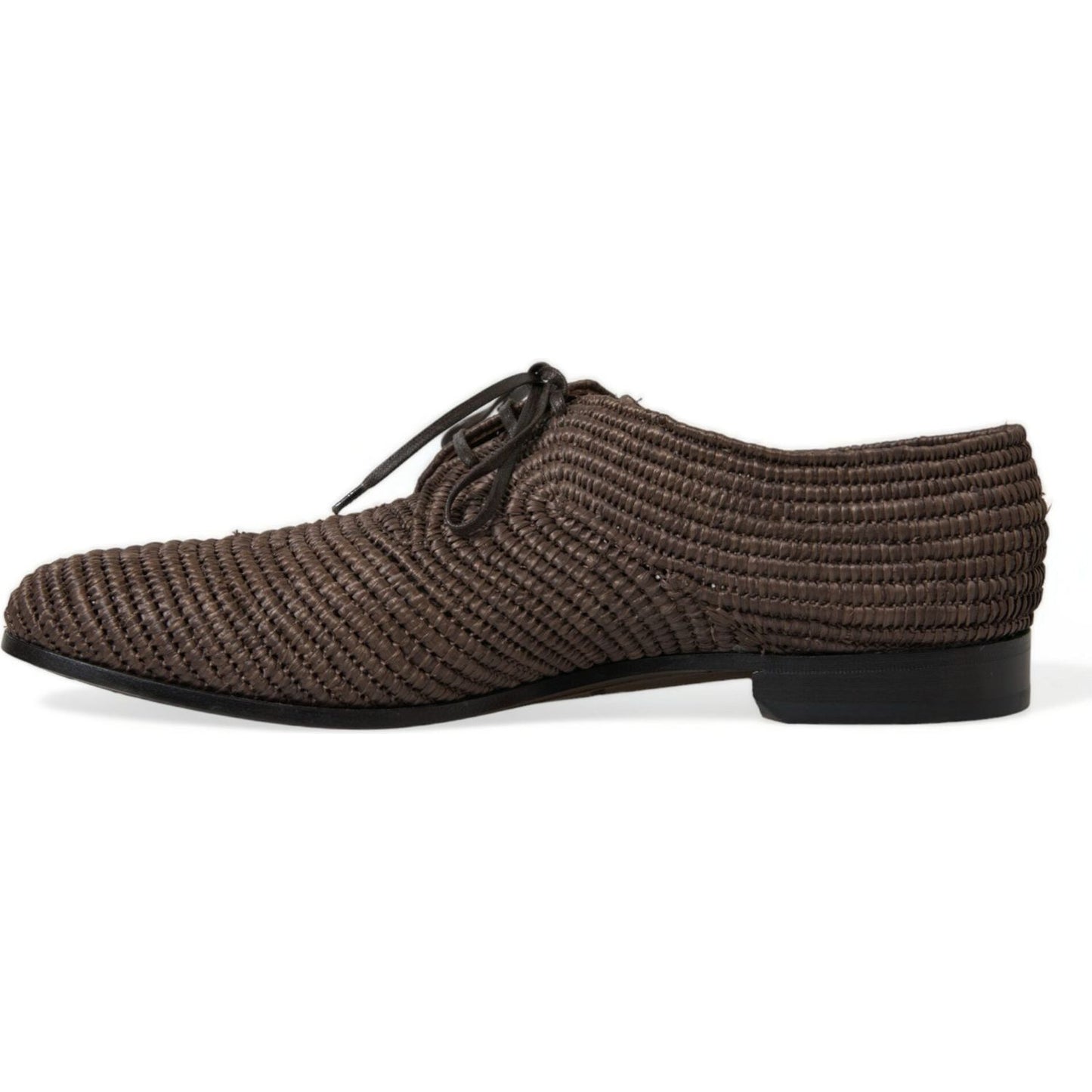 Dolce & Gabbana Elegant Raffia Upper Derby Shoes - Lace Up in Brown Dolce & Gabbana