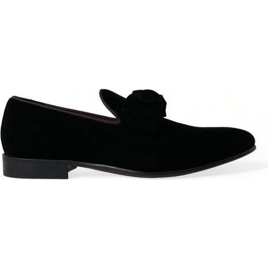 Dolce & Gabbana Elegant Black Velvet Loafers - Men's Luxury Footwear Dolce & Gabbana