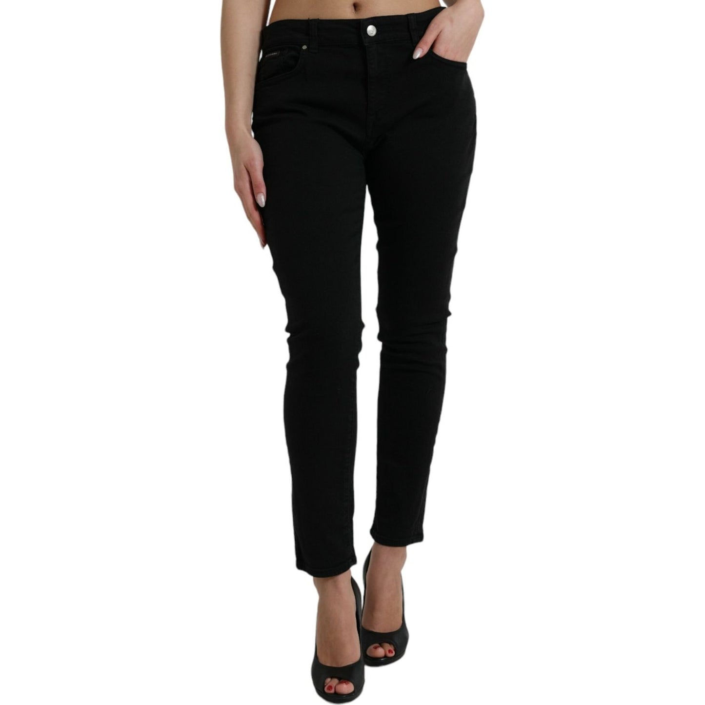 Dolce & Gabbana Elegant Black Mid Waist Stretch Jeans Dolce & Gabbana