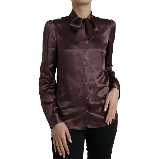 Dolce & Gabbana Elegant Silk Ascot Collar Blouse Dolce & Gabbana