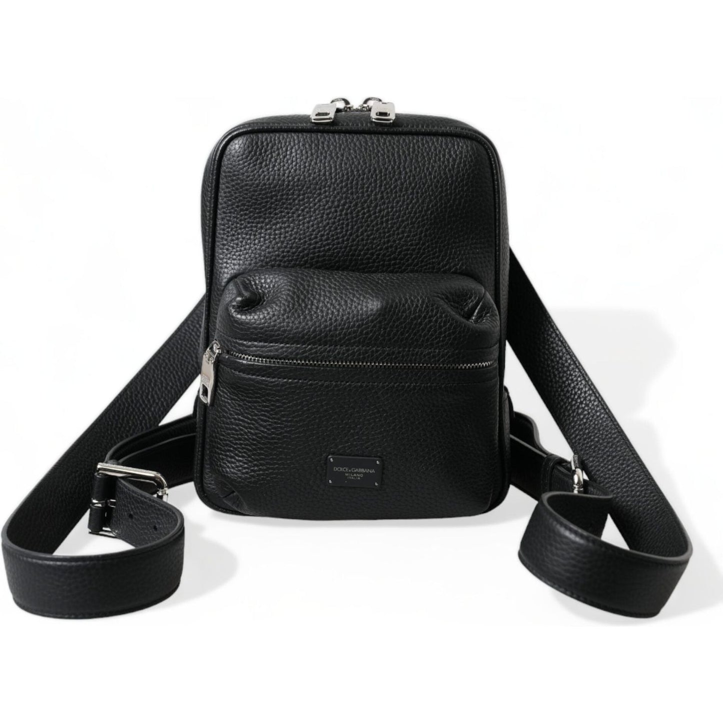 Dolce & Gabbana Chic Black Calf Leather Small Backpack Dolce & Gabbana