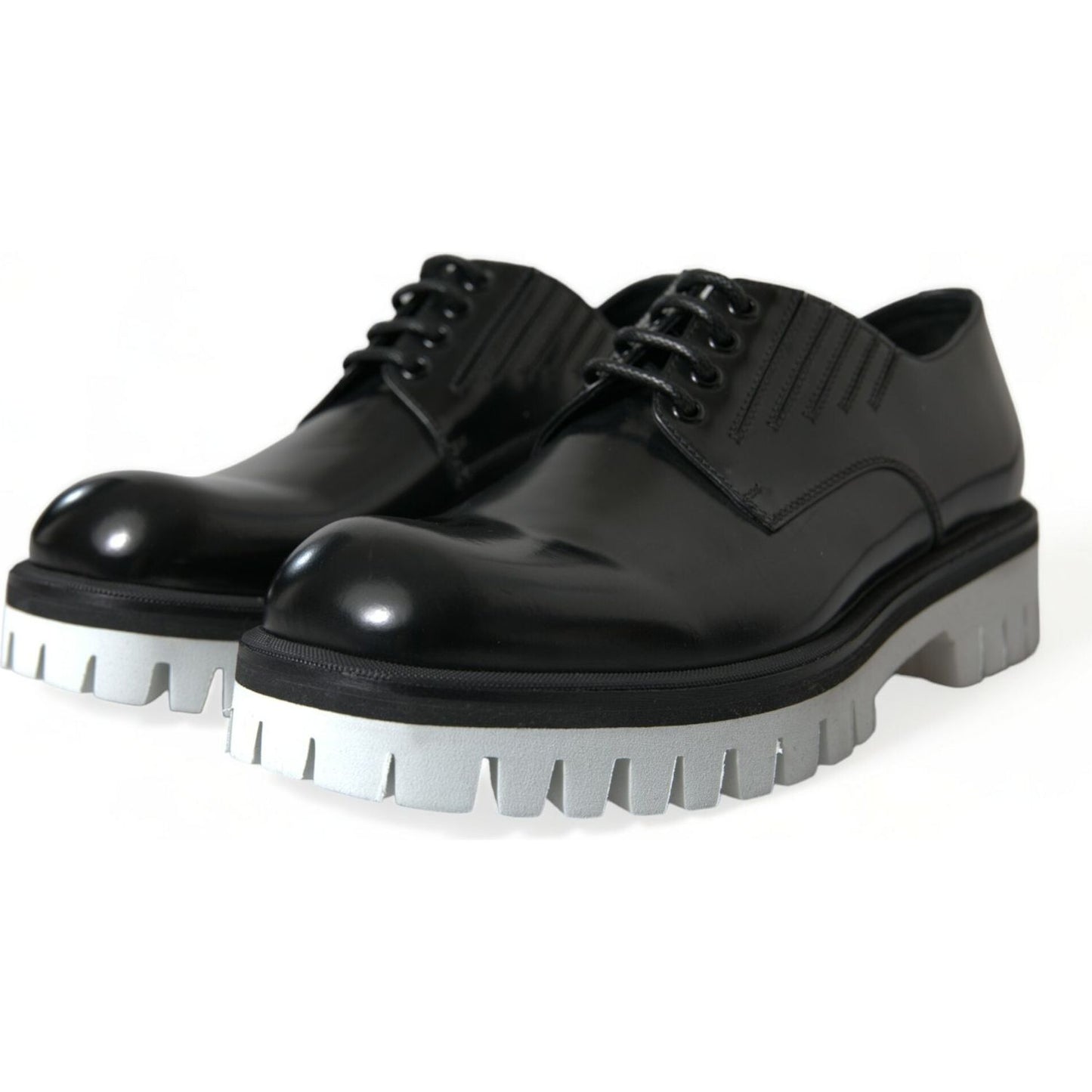 Dolce & Gabbana Sophisticated Black and White Leather Derby Shoes Dolce & Gabbana