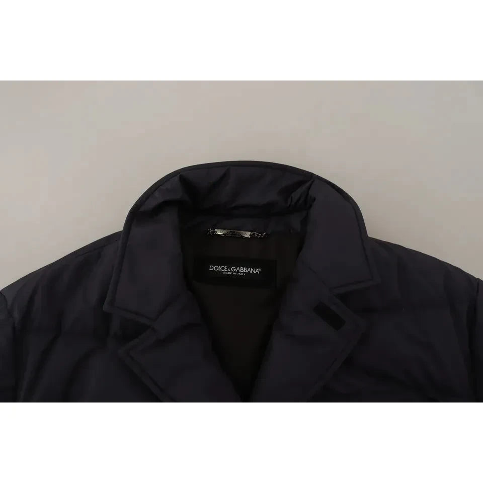 Dolce & Gabbana Elegant Dark Blue Silk Blend Jacket Dolce & Gabbana