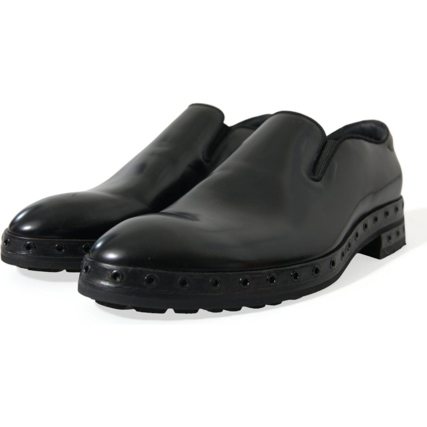 Dolce & Gabbana Elegant Black Leather Studded Loafers Dolce & Gabbana