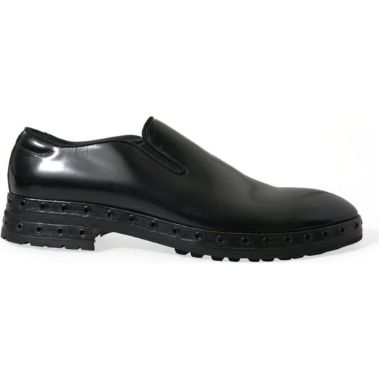 Dolce & Gabbana Elegant Black Leather Studded Loafers Dolce & Gabbana