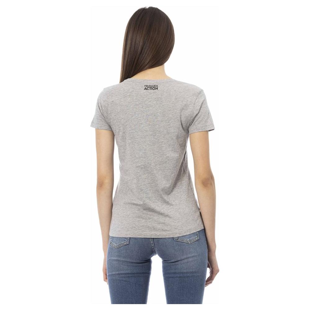 Trussardi Action Gray Cotton Women Top Trussardi Action