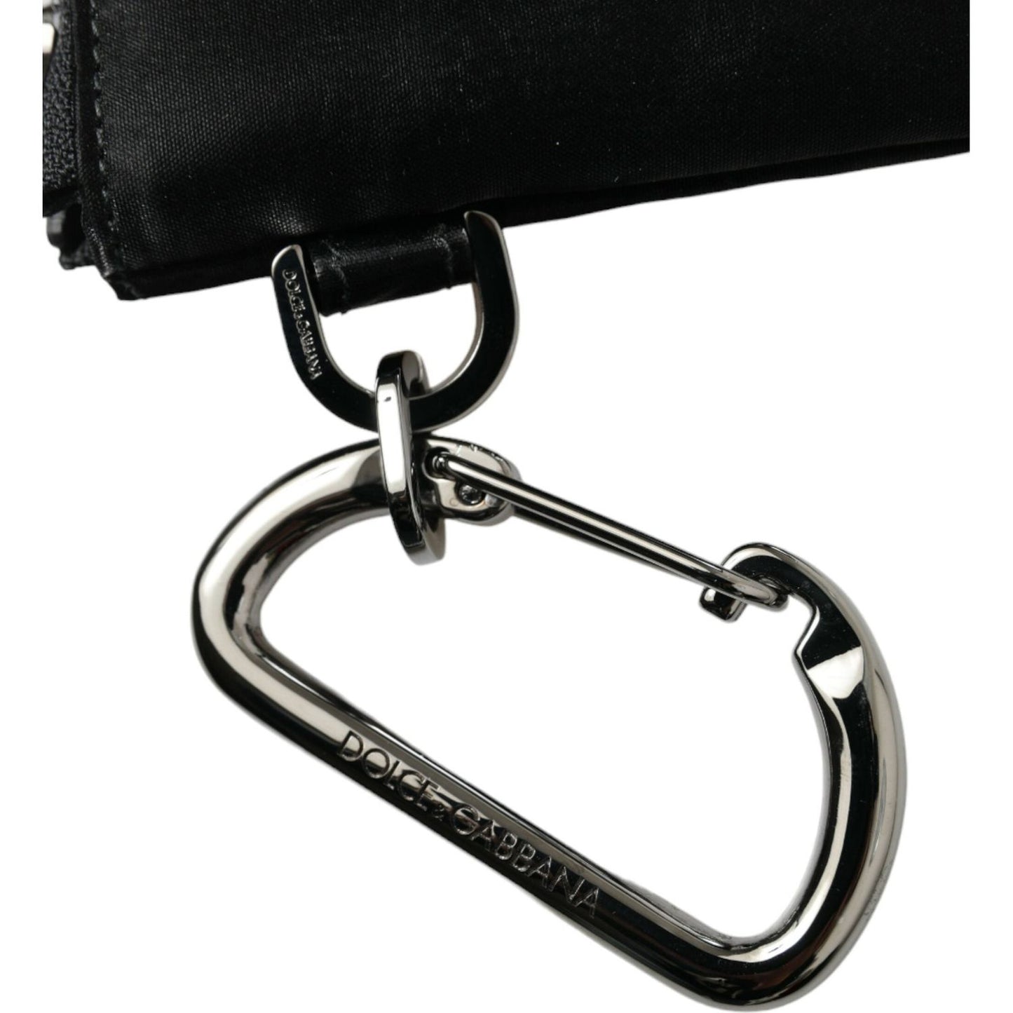 Dolce & Gabbana Elite Black Nylon & Leather Pouch with Logo Detail Dolce & Gabbana