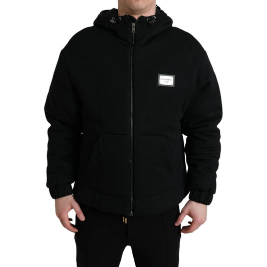 Dolce & Gabbana Elegant Black Bomber Jacket with Hood Dolce & Gabbana