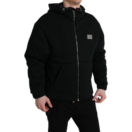 Dolce & Gabbana Elegant Black Bomber Jacket with Hood Dolce & Gabbana