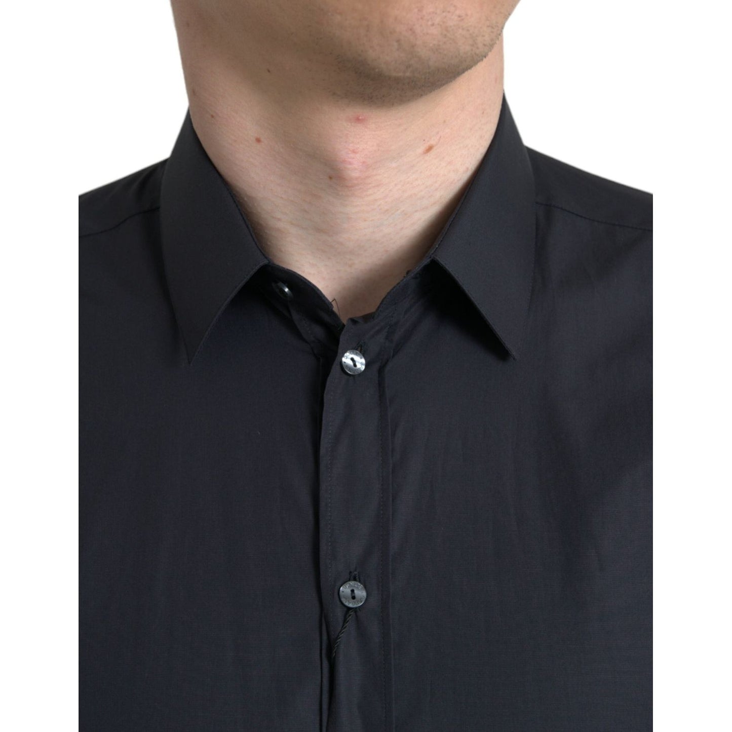 Dolce & Gabbana Elegant Navy Blue Slim Fit Dress Shirt Dolce & Gabbana