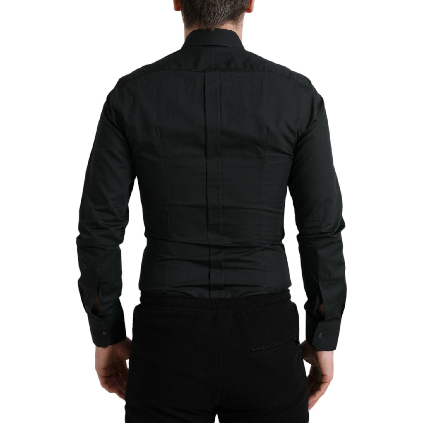 Dolce & Gabbana Elegant Slim Black Silk Blend Dress Shirt Dolce & Gabbana