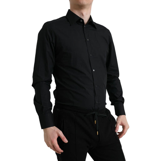 Dolce & Gabbana Sleek Black Slim Fit Italian Dress Shirt Dolce & Gabbana