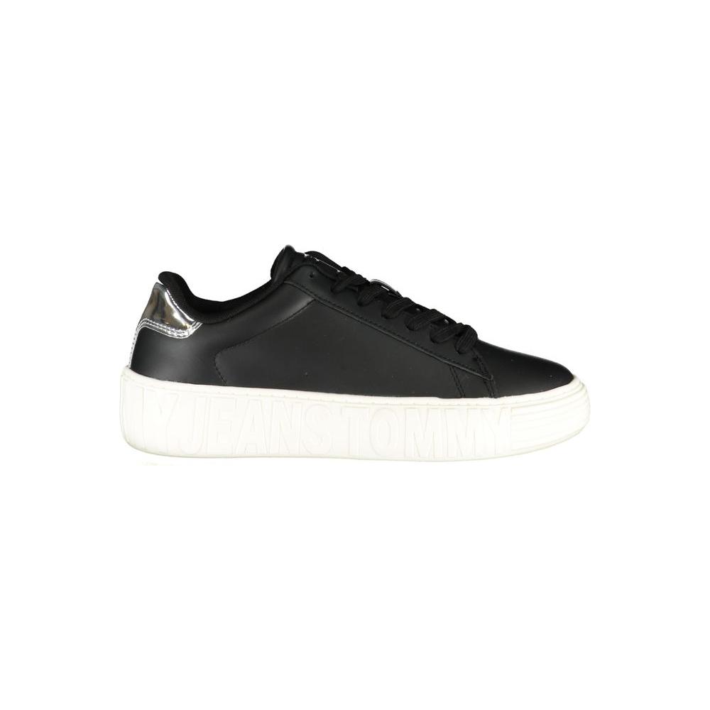 Tommy Hilfiger Black Leather Women Sneaker Tommy Hilfiger