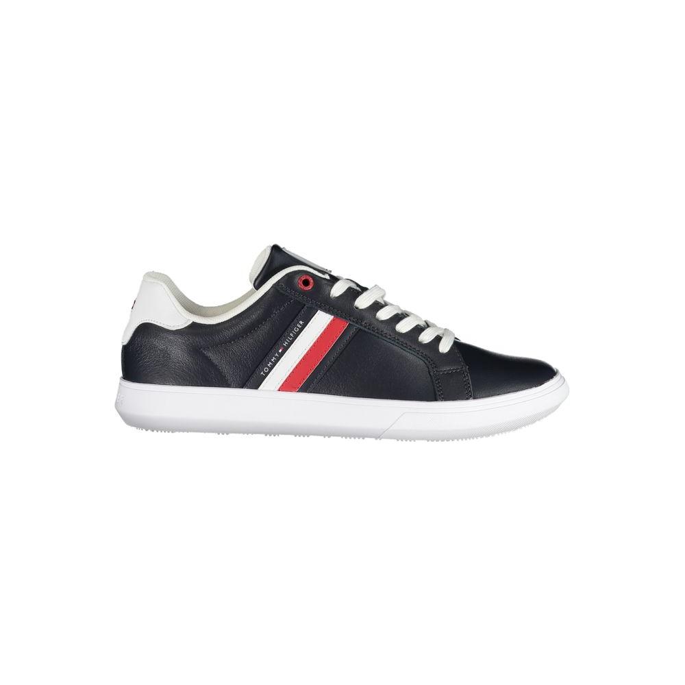 Tommy Hilfiger Sleek Blue Lace-Up Sneakers with Contrast Details Tommy Hilfiger