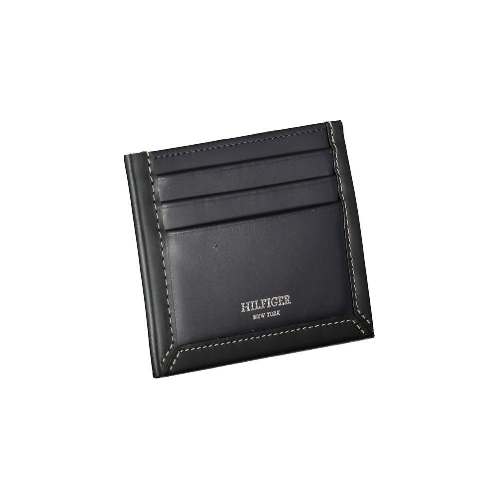 Tommy Hilfiger Sleek Blue Leather Card Holder with Contrast Detail Tommy Hilfiger