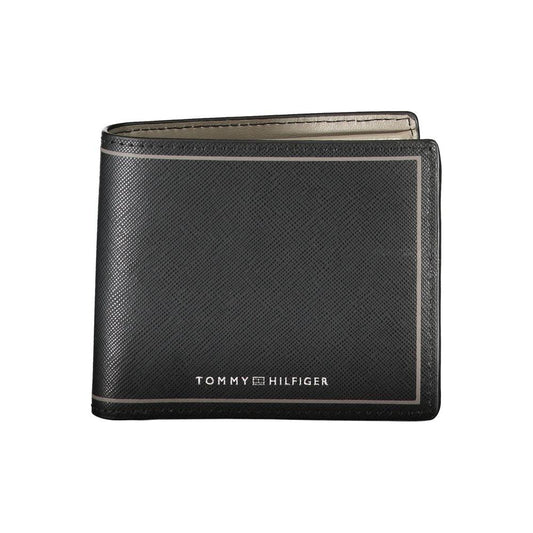 Tommy Hilfiger Elegant Black Leather Dual-Compartment Wallet Tommy Hilfiger