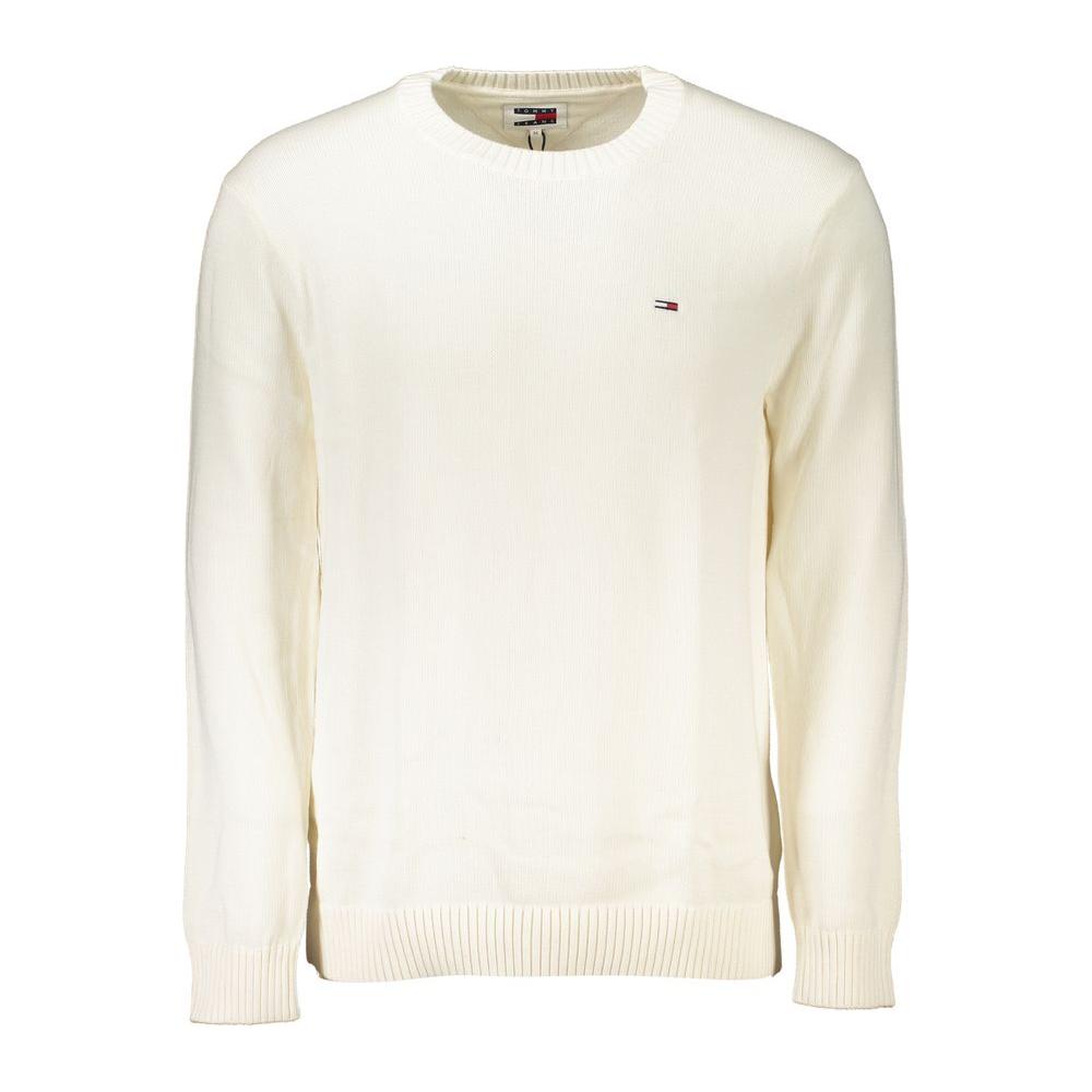 Tommy Hilfiger Chic White Crew Neck Cotton Sweater Tommy Hilfiger