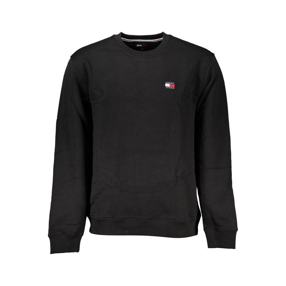 Tommy Hilfiger Sleek Black Cotton Crew Neck Sweatshirt Tommy Hilfiger