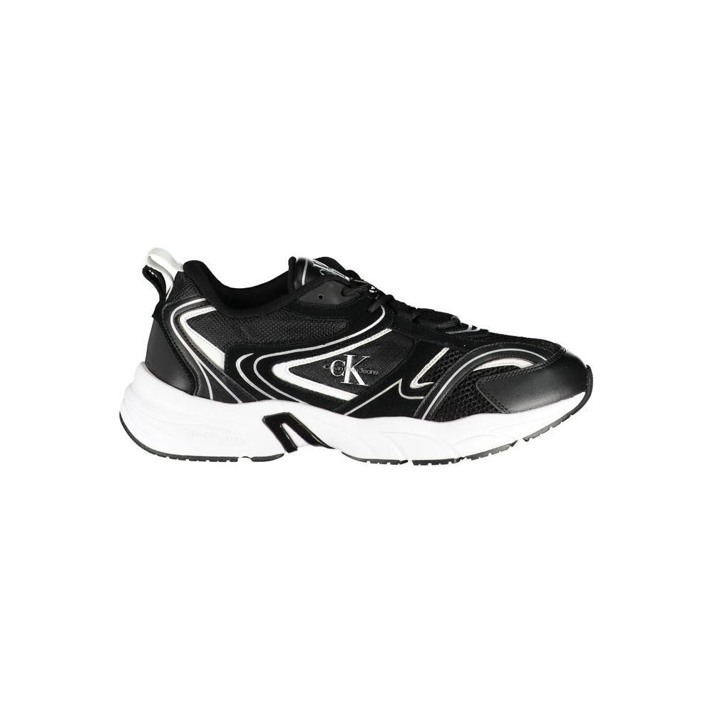 Calvin Klein Sleek Black Lace-Up Sneakers with Contrast Details Calvin Klein