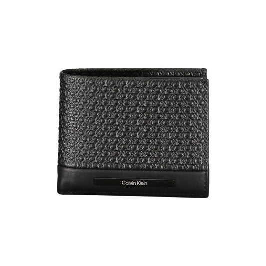 Calvin Klein Sleek Black Leather Wallet with Contrast Details Calvin Klein