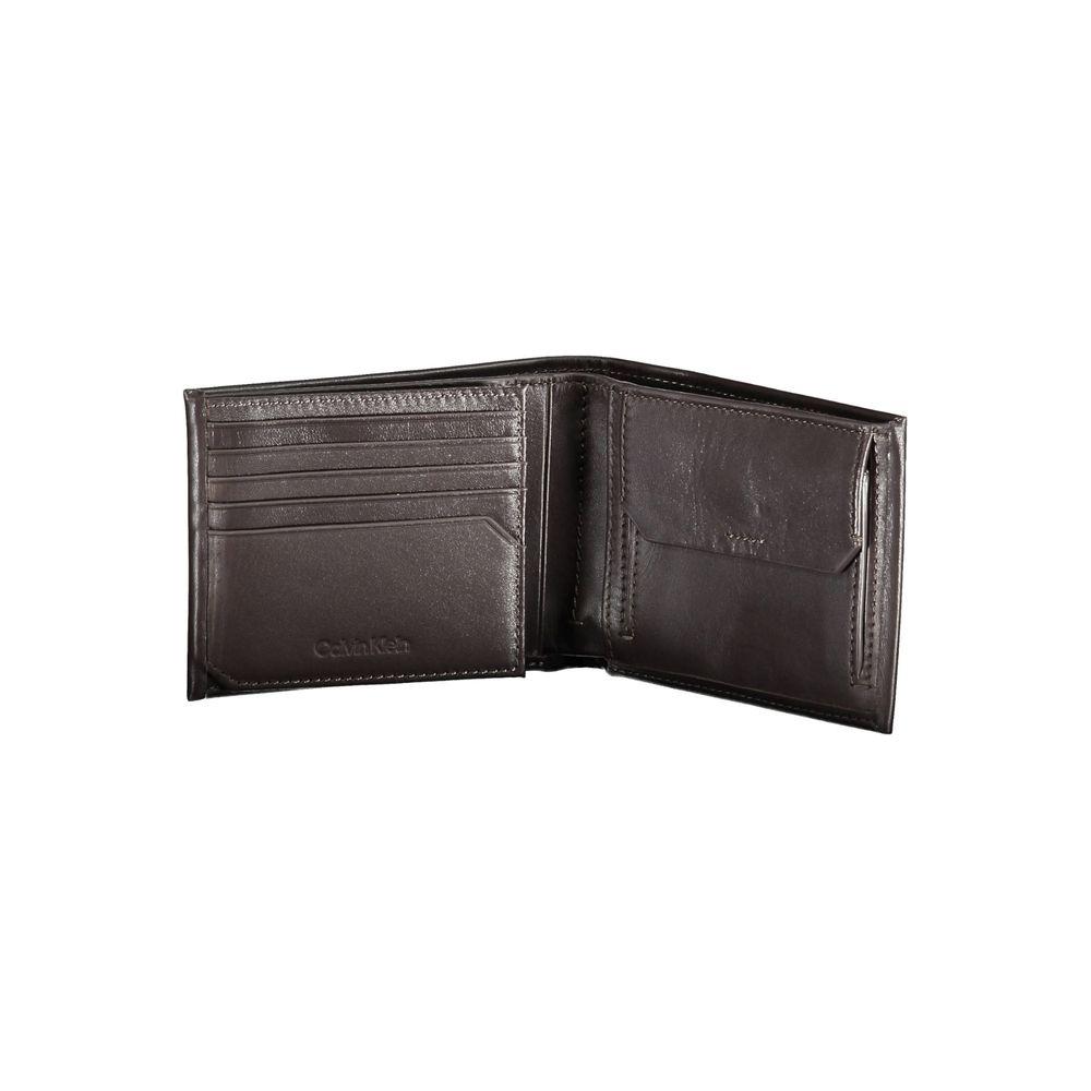 Calvin Klein Elegant Brown Leather Dual-Compartment Wallet Calvin Klein