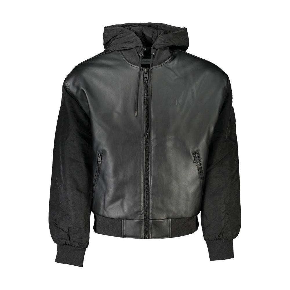 Calvin Klein Sleek Black Hooded Jacket with Contrasting Details Calvin Klein