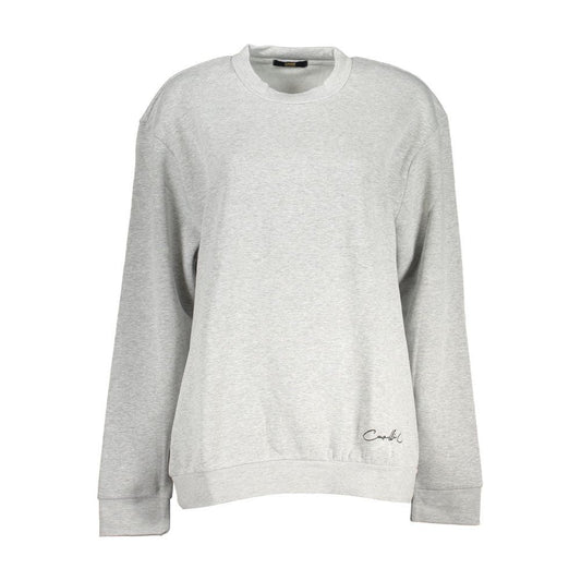 Cavalli Class Chic Gray Embroidered Crew Neck Sweatshirt Cavalli Class