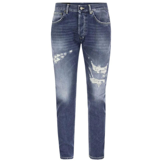 Dondup Distressed Blue Cotton Mius Jeans Dondup