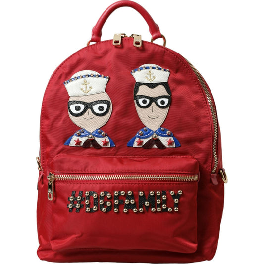 Dolce & Gabbana Embellished Red Backpack with Gold Detailing Dolce & Gabbana