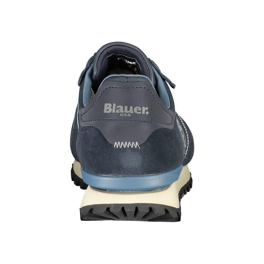 Blauer Sleek Blue Sports Sneakers with Contrast Lace-Up Detail Blauer