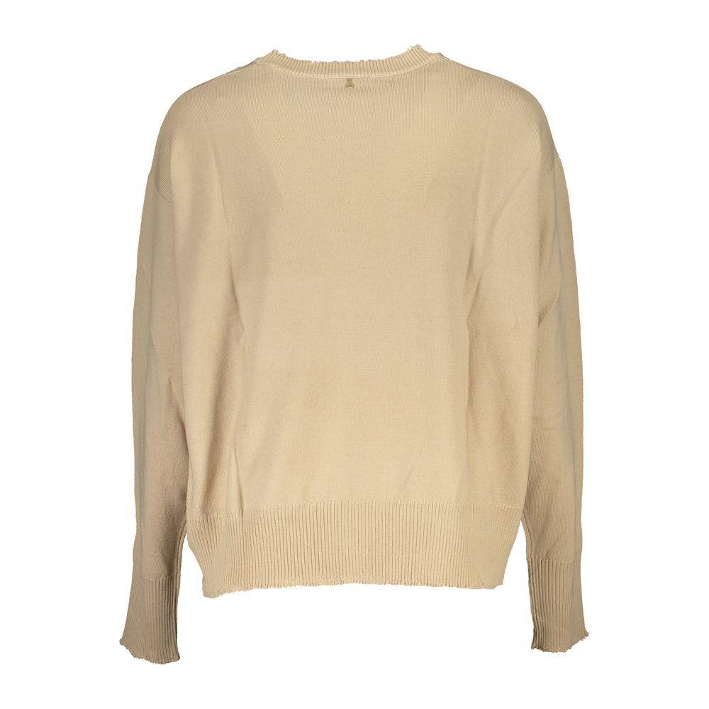 Patrizia Pepe Chic Beige Crew Neck Sweater with Contrast Details Patrizia Pepe