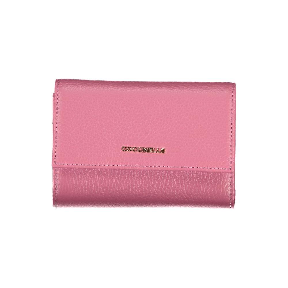 Coccinelle Elegant Pink Leather Wallet with Multiple Compartments Coccinelle