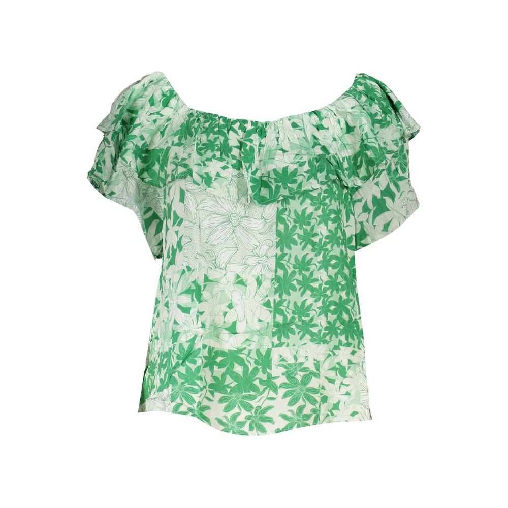 Desigual Green Boho Chic Patterned Tee with Logo Desigual