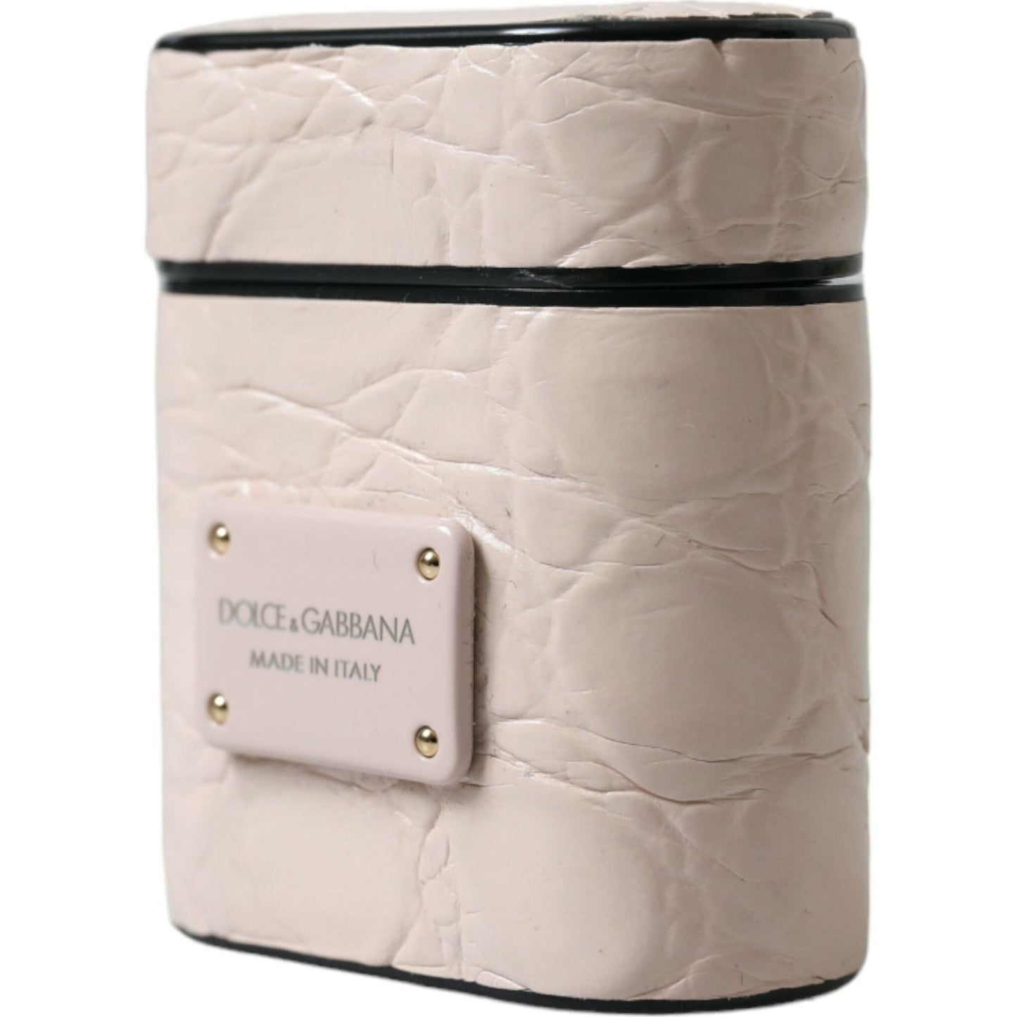 Dolce & Gabbana Elegant Light Pink Leather Airpod Case Dolce & Gabbana